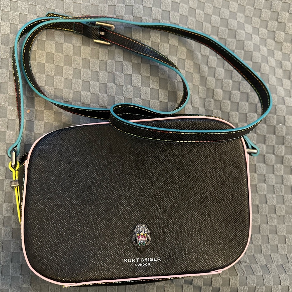 Kurt Geiger Black and Pink Crossbody Bag with Sleek Design